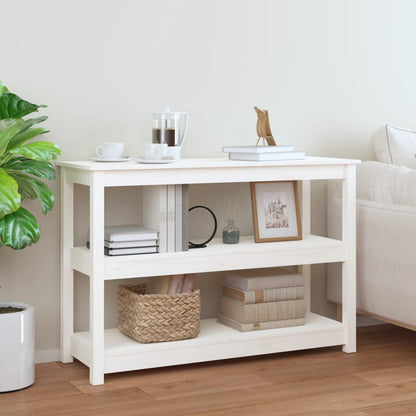 vidaXL Console de table blanche 110x40x74 cm en pin massif