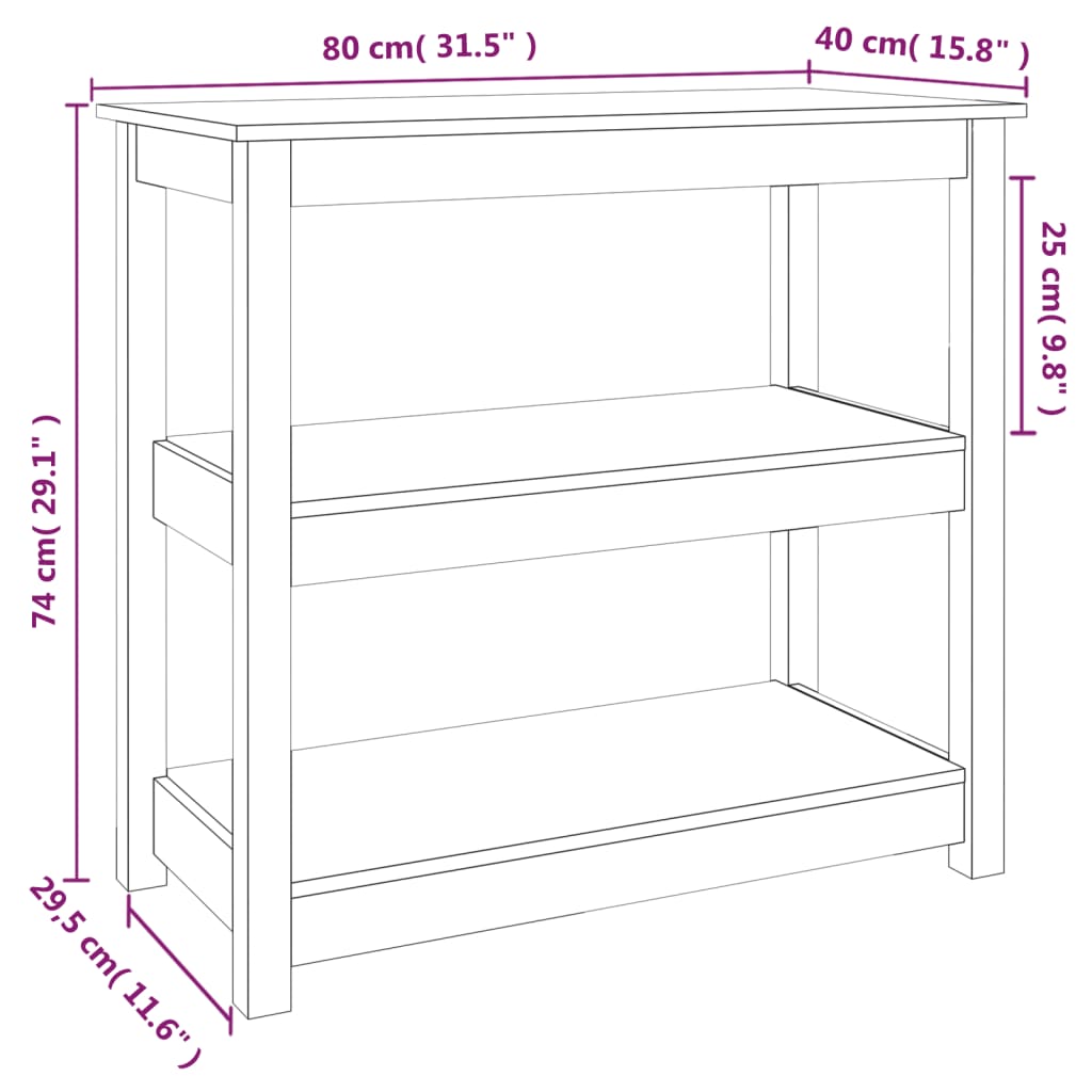 vidaXL Konsolentisch Weiß 80x40x74 cm Massivholz Kiefer