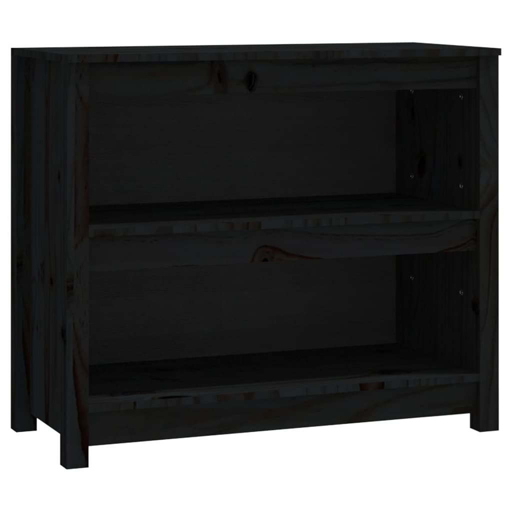 vidaXL Bücherregal Schwarz 80x35x68 cm Massivholz Kiefer