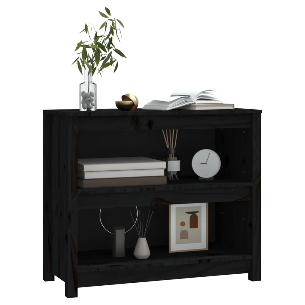 vidaXL Bücherregal Schwarz 80x35x68 cm Massivholz Kiefer