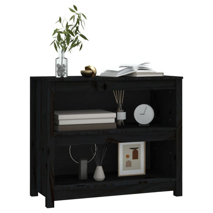 vidaXL Bücherregal Schwarz 80x35x68 cm Massivholz Kiefer