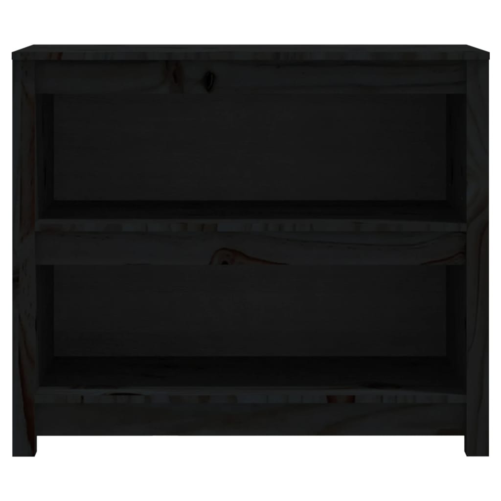 vidaXL Bücherregal Schwarz 80x35x68 cm Massivholz Kiefer