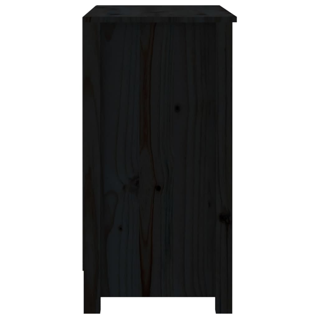 vidaXL Bücherregal Schwarz 80x35x68 cm Massivholz Kiefer