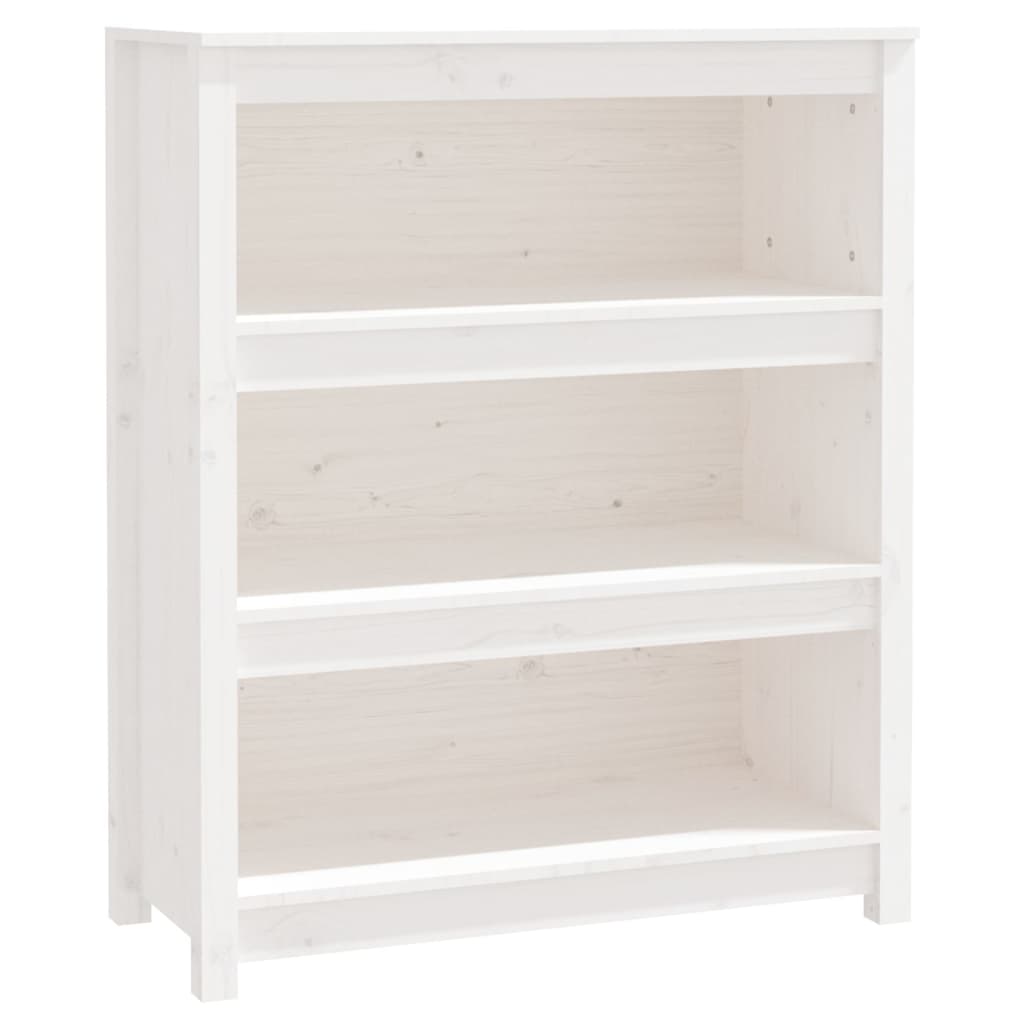 vidaXL Bücherregal Weiß 80x35x97 cm Massivholz Kiefer