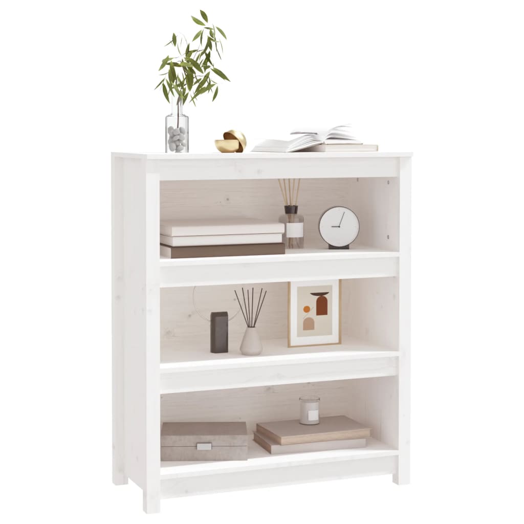 vidaXL Bücherregal Weiß 80x35x97 cm Massivholz Kiefer