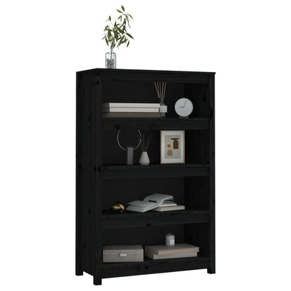 vidaXL Bücherregal Schwarz 80x35x126 cm Massivholz Kiefer