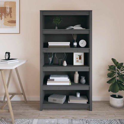 vidaXL Bücherregal Grau 80x35x154 cm Massivholz Kiefer