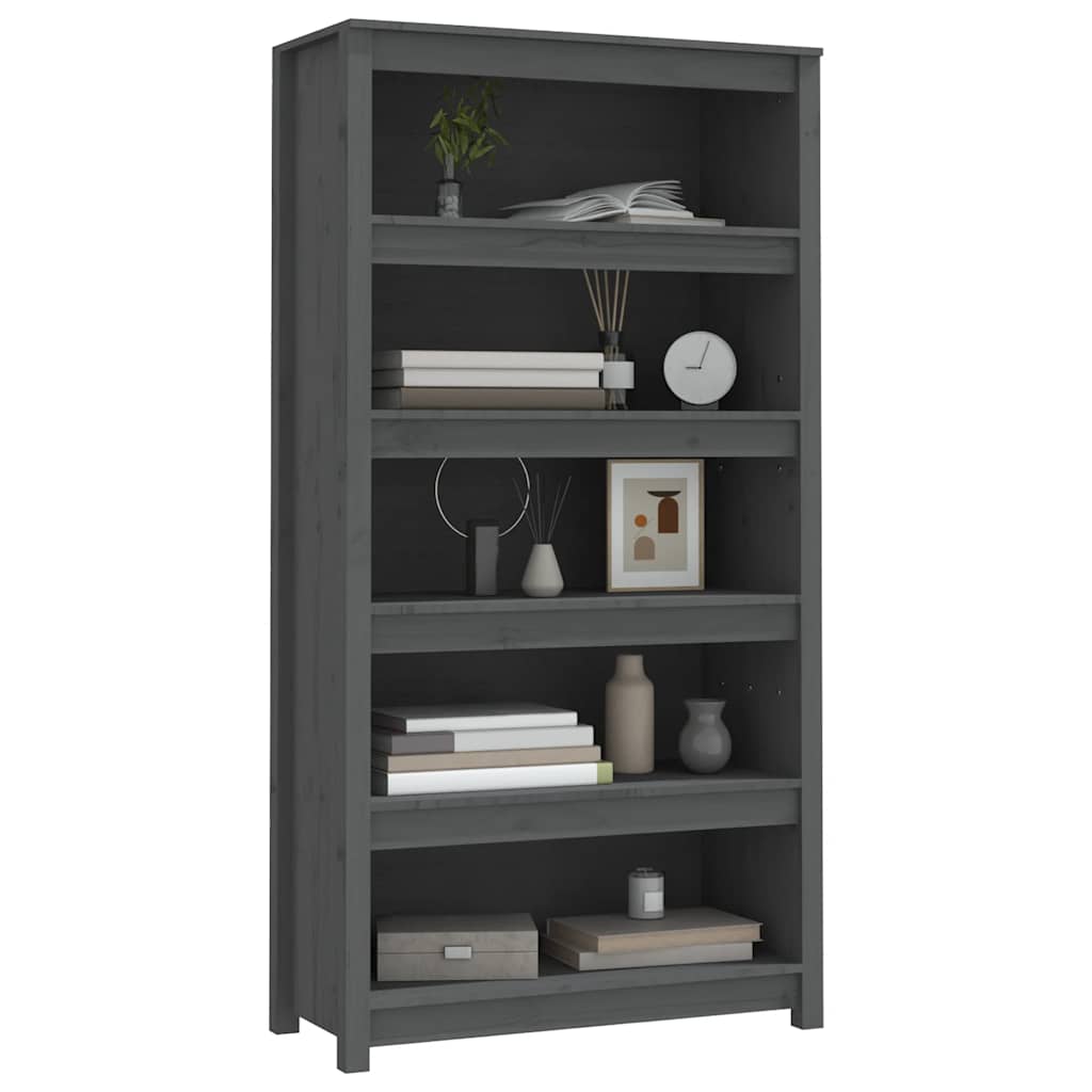 vidaXL Bücherregal Grau 80x35x154 cm Massivholz Kiefer