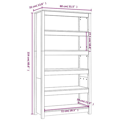 vidaXL Bücherregal Grau 80x35x154 cm Massivholz Kiefer