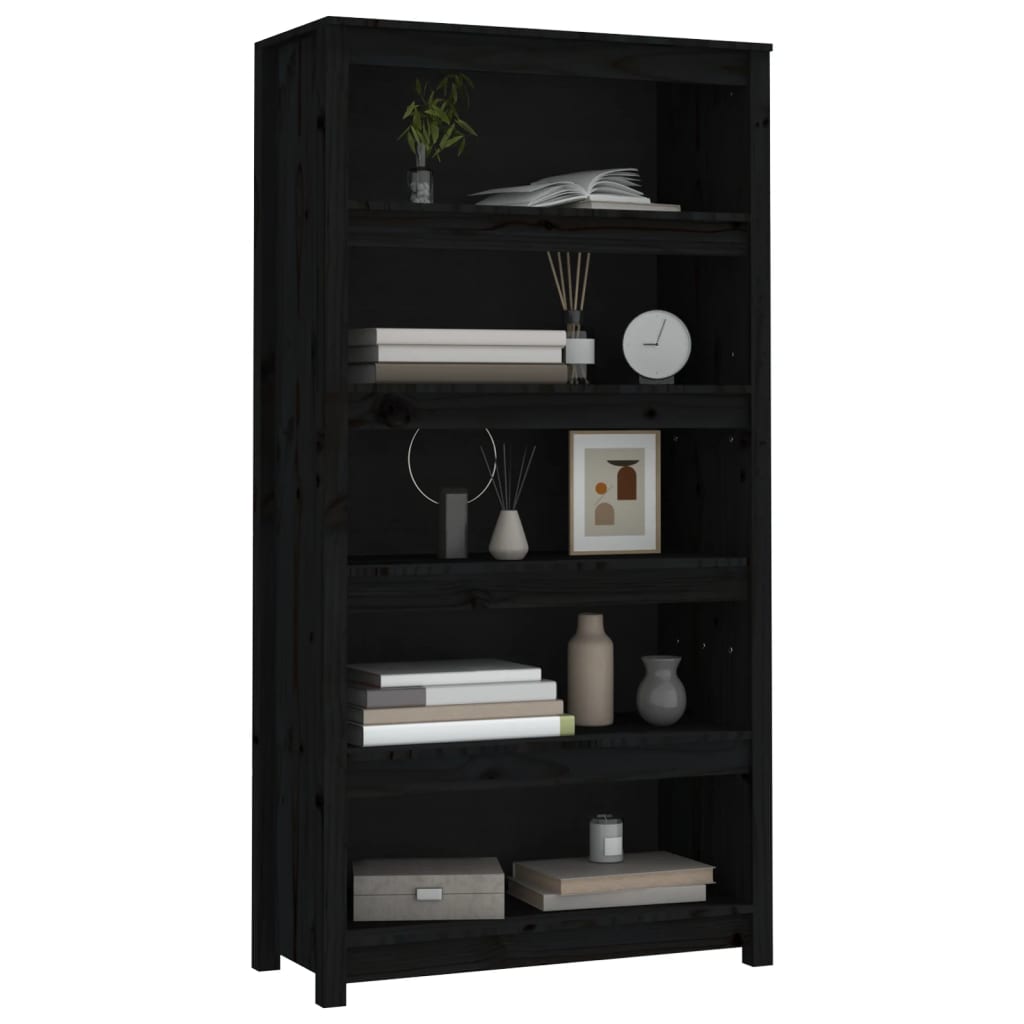 vidaXL Bücherregal Schwarz 80x35x154 cm Massivholz Kiefer