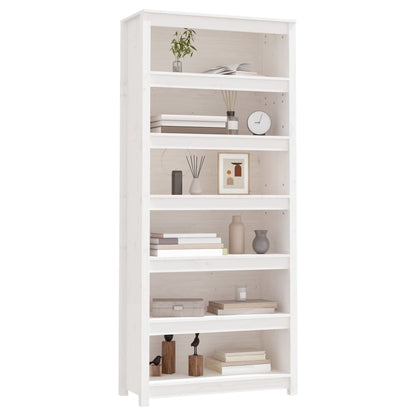 vidaXL Bücherregal Weiß 80x35x183 cm Massivholz Kiefer