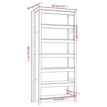 vidaXL Bücherregal Grau 80x35x183 cm Massivholz Kiefer