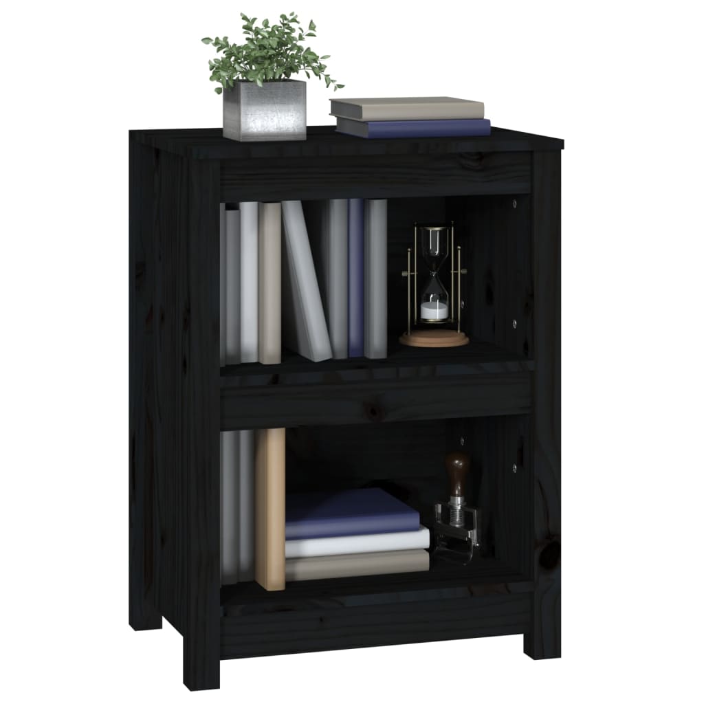 vidaXL Bücherregal Schwarz 50x35x68 cm Massivholz Kiefer
