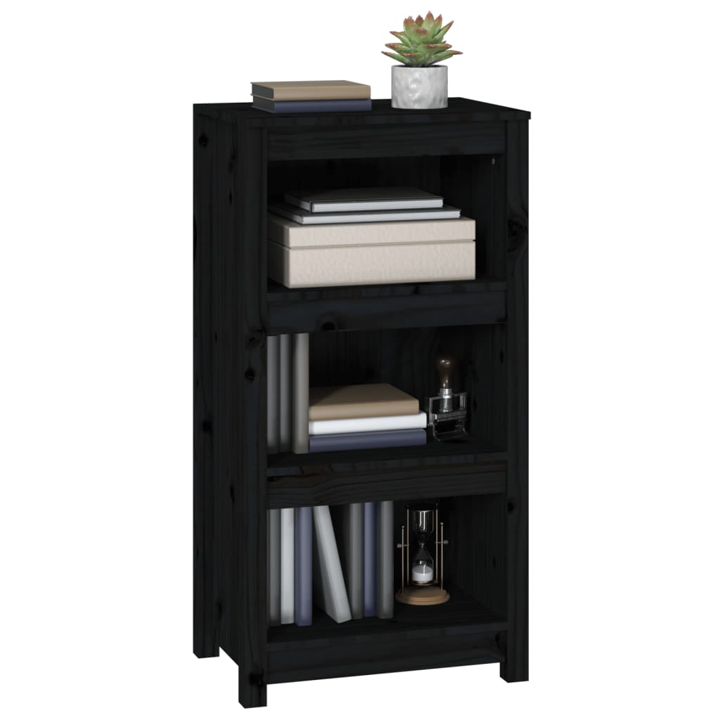 vidaXL Bücherregal Schwarz 50x35x97 cm Massivholz Kiefer
