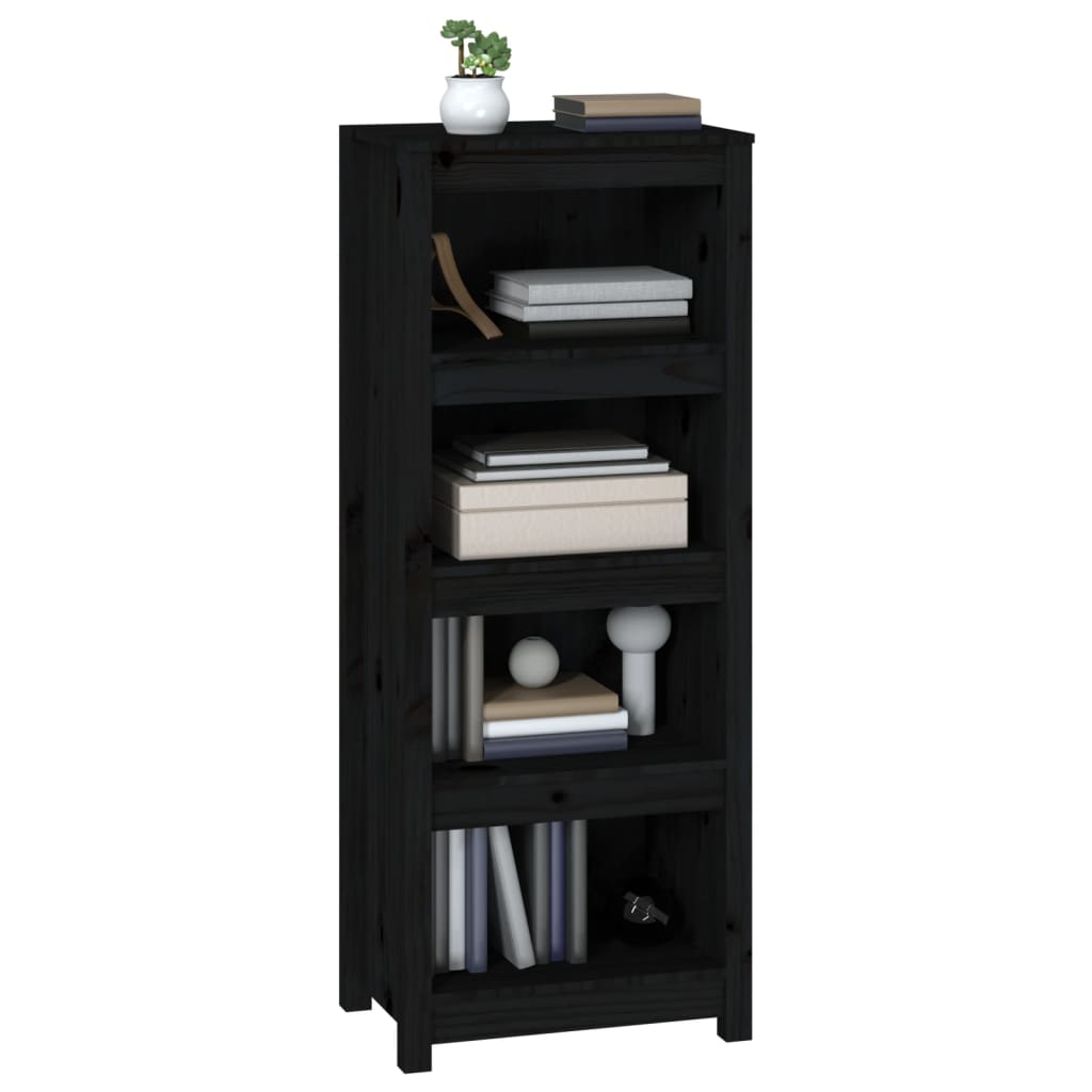 vidaXL Bücherregal Schwarz 50x35x125,5 cm Massivholz Kiefer