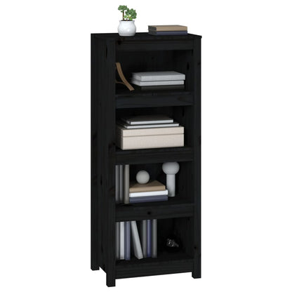 vidaXL Bücherregal Schwarz 50x35x125,5 cm Massivholz Kiefer