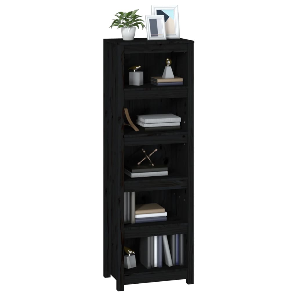 vidaXL Bücherregal Schwarz 50x35x154 cm Massivholz Kiefer