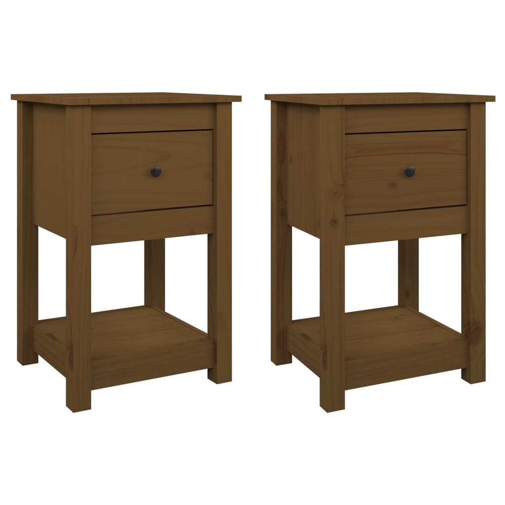 vidaXL Tables de chevet 2 pcs Marron miel 40x35x61,5 cm Bois de pin massif