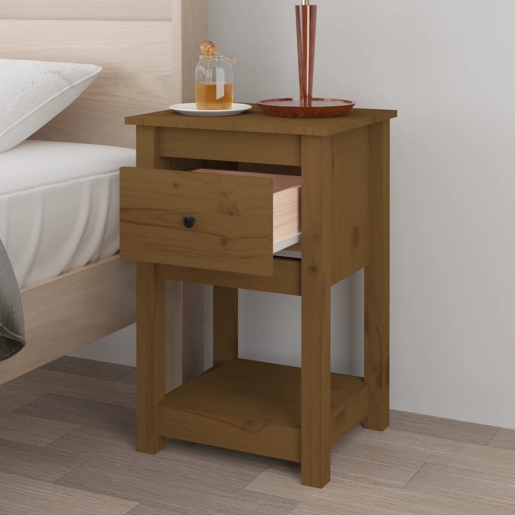 vidaXL Tables de chevet 2 pcs Marron miel 40x35x61,5 cm Bois de pin massif