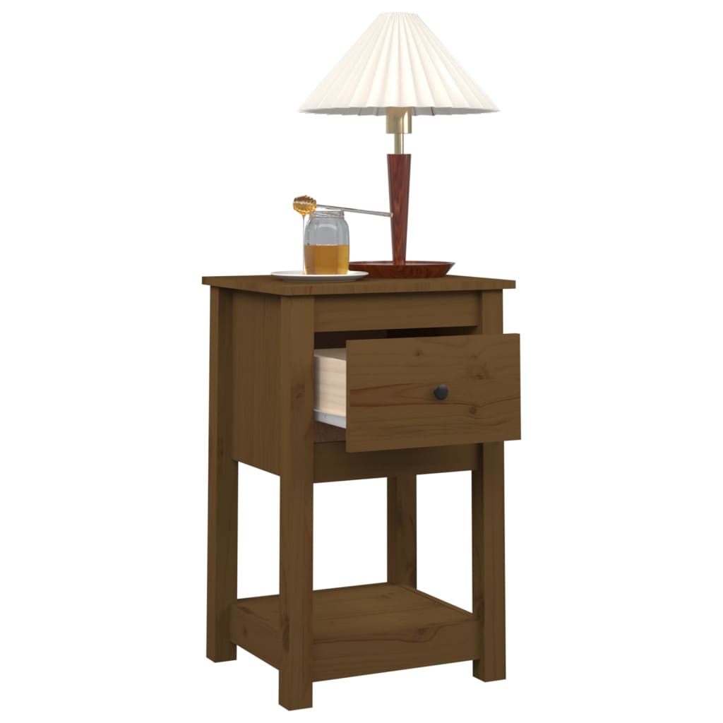 vidaXL Tables de chevet 2 pcs Marron miel 40x35x61,5 cm Bois de pin massif
