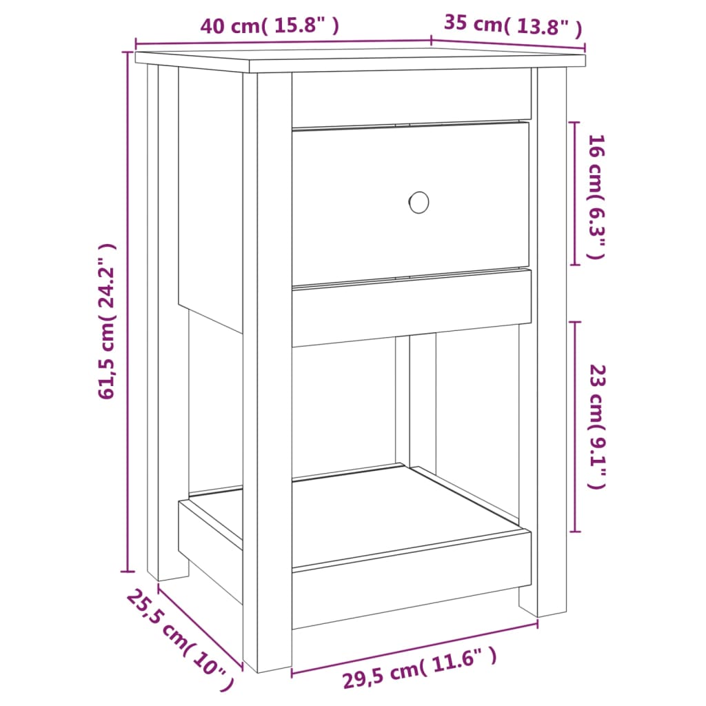 vidaXL Tables de chevet 2 pcs Marron miel 40x35x61,5 cm Bois de pin massif