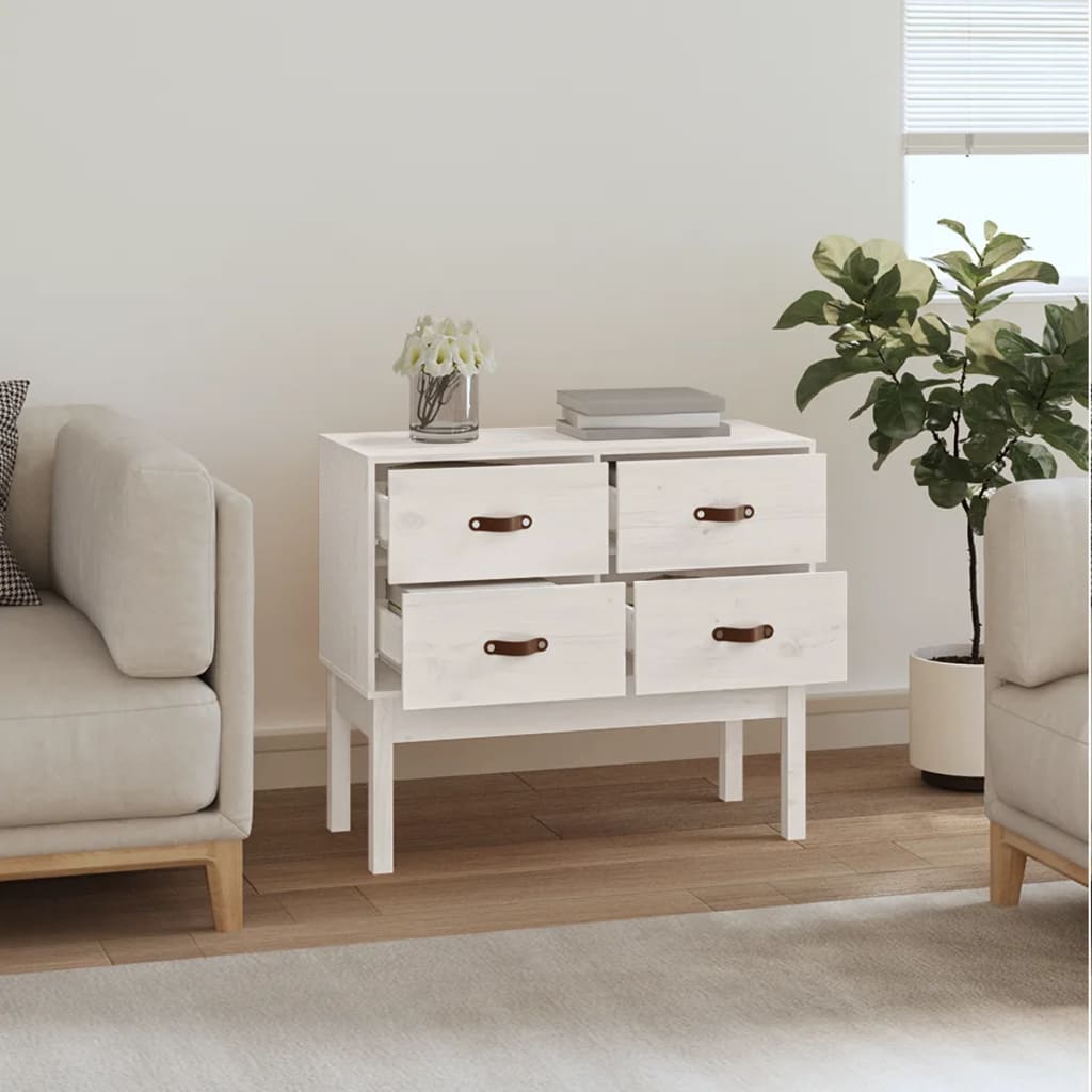 vidaXL Console blanche 90x40x78 cm Bois de pin massif