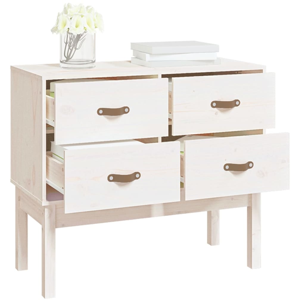 vidaXL Console blanche 90x40x78 cm Bois de pin massif