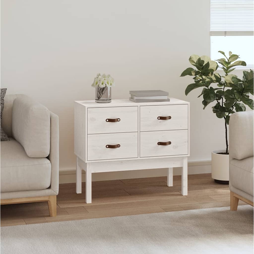 vidaXL Console blanche 90x40x78 cm Bois de pin massif