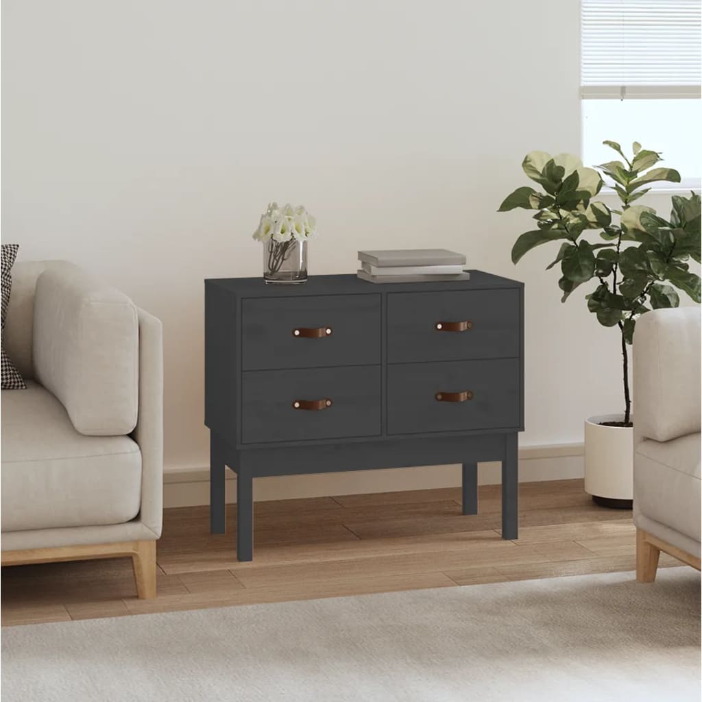 vidaXL Console Gris 90x40x78 cm Bois de pin massif