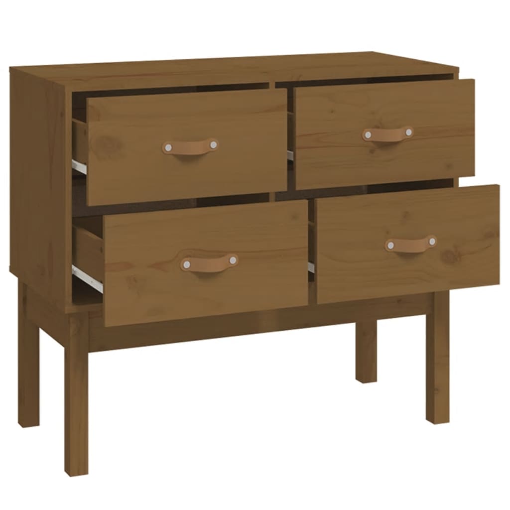 vidaXL Console en bois de pin massif marron miel 90x40x78 cm