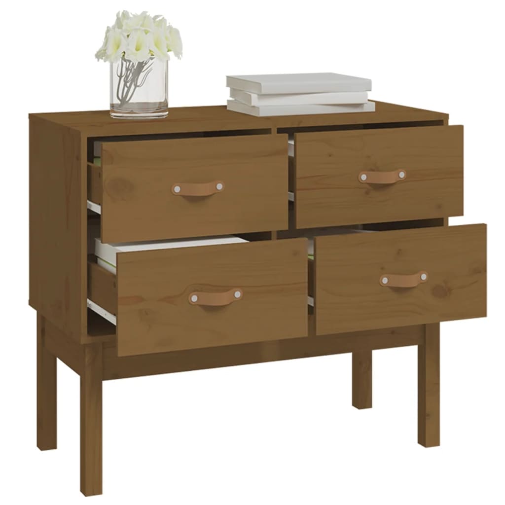 vidaXL Console en bois de pin massif marron miel 90x40x78 cm