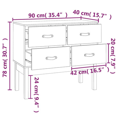 vidaXL Console en bois de pin massif marron miel 90x40x78 cm