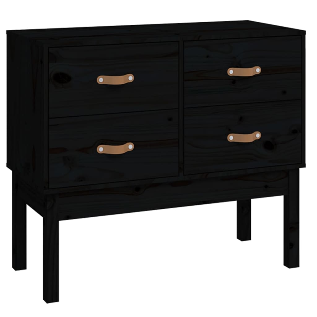 vidaXL Console noire 90x40x78 cm en pin massif