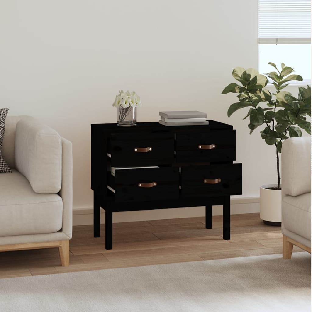 vidaXL Console noire 90x40x78 cm en pin massif