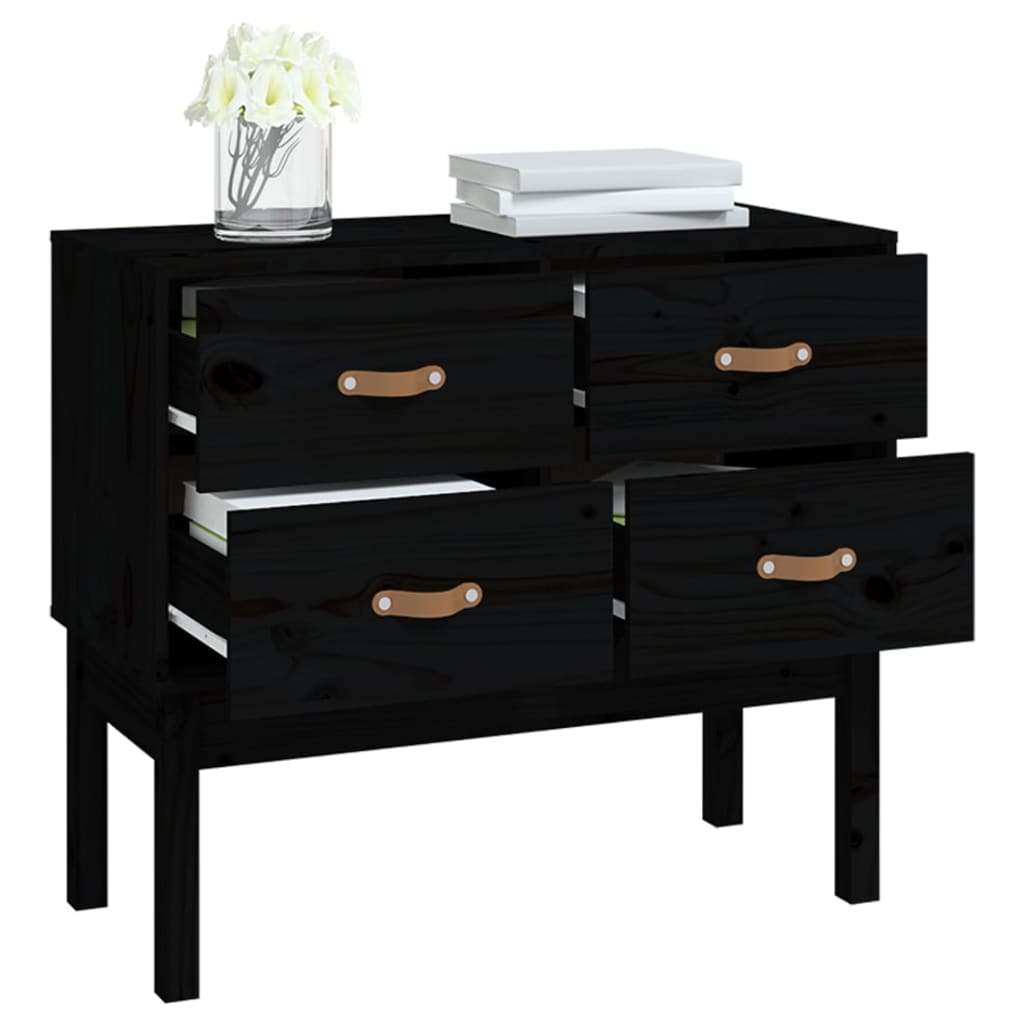 vidaXL Console noire 90x40x78 cm en pin massif