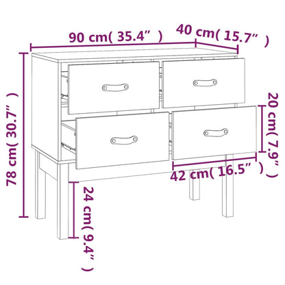 vidaXL Console noire 90x40x78 cm en pin massif