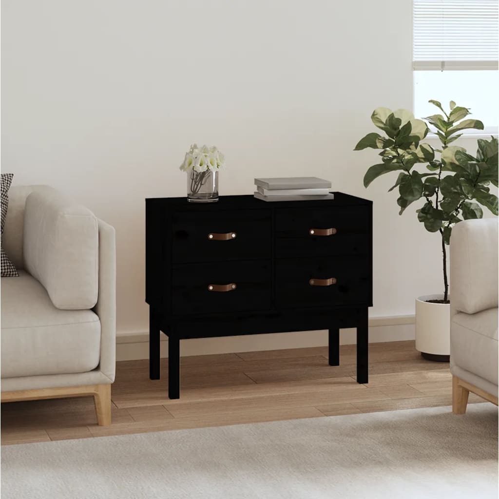 vidaXL Console noire 90x40x78 cm en pin massif