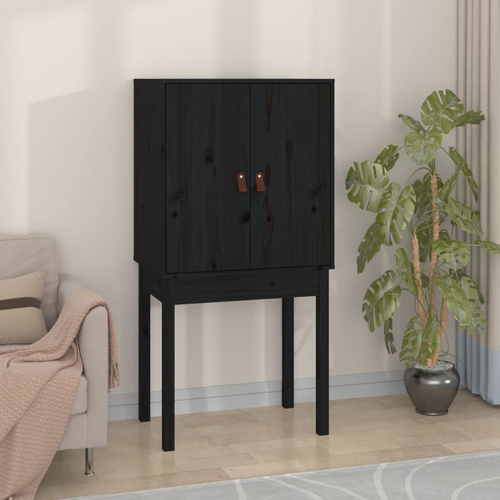 vidaXL Highboard noir 60x40x120 cm en pin massif