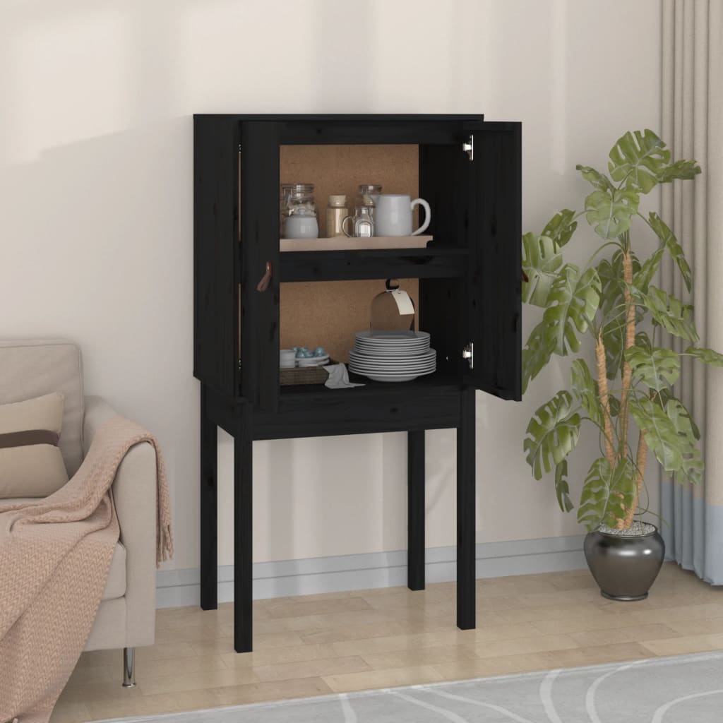 vidaXL Highboard noir 60x40x120 cm en pin massif
