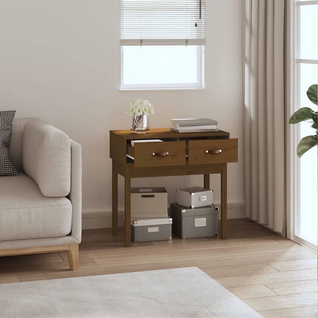 vidaXL Table console marron miel 76,5x40x75 cm Pin massif