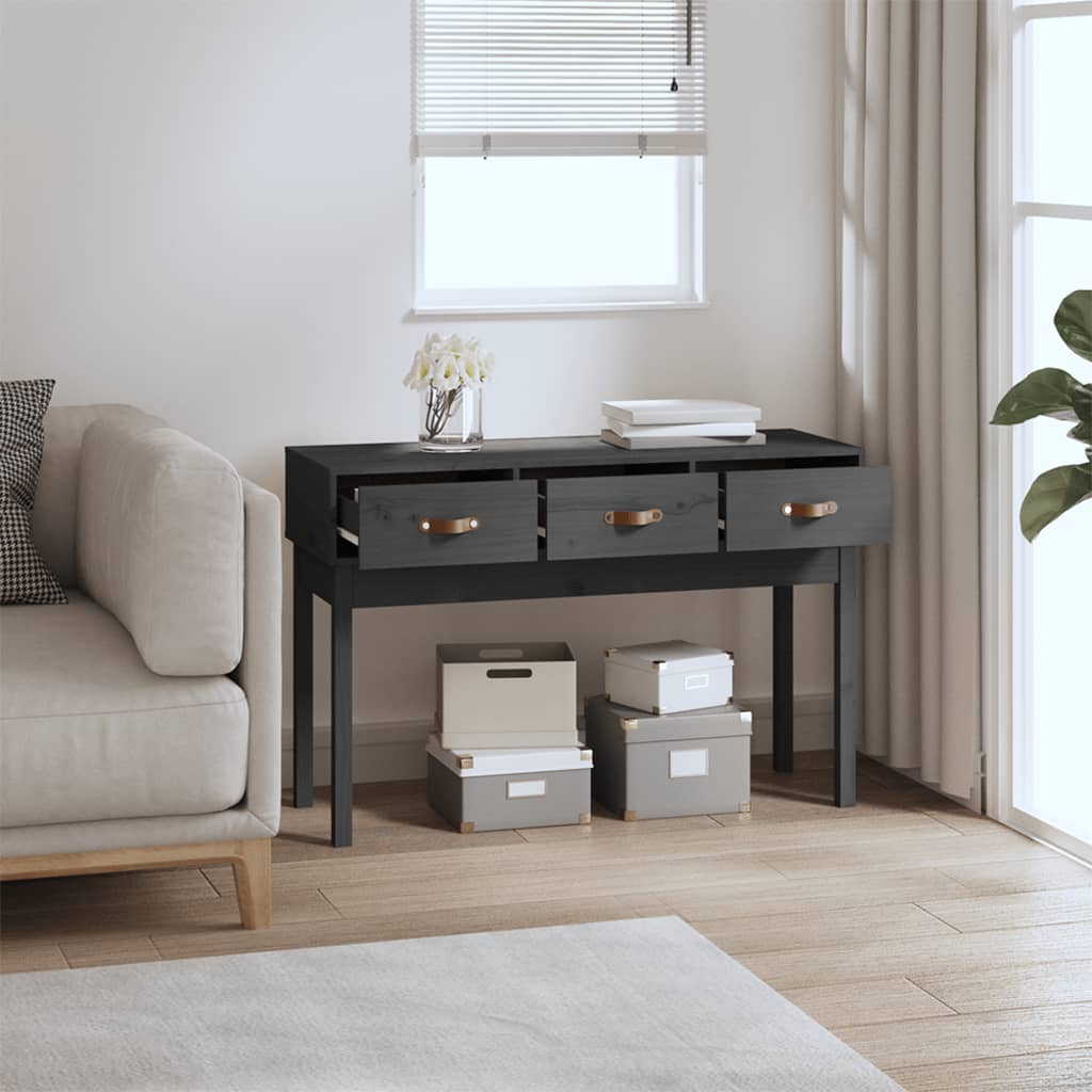 vidaXL Console grise 114x40x75 cm Bois de pin massif