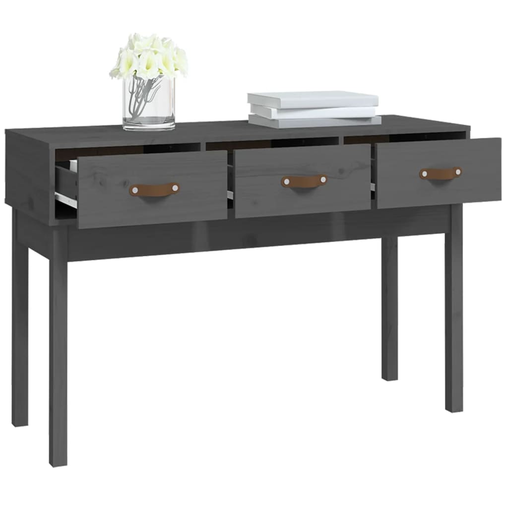 vidaXL Console grise 114x40x75 cm Bois de pin massif