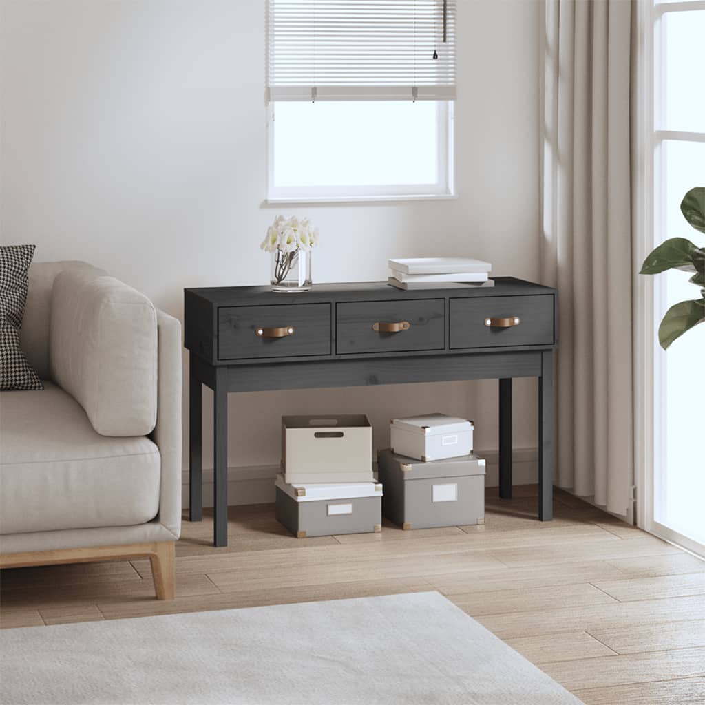 vidaXL Console grise 114x40x75 cm Bois de pin massif
