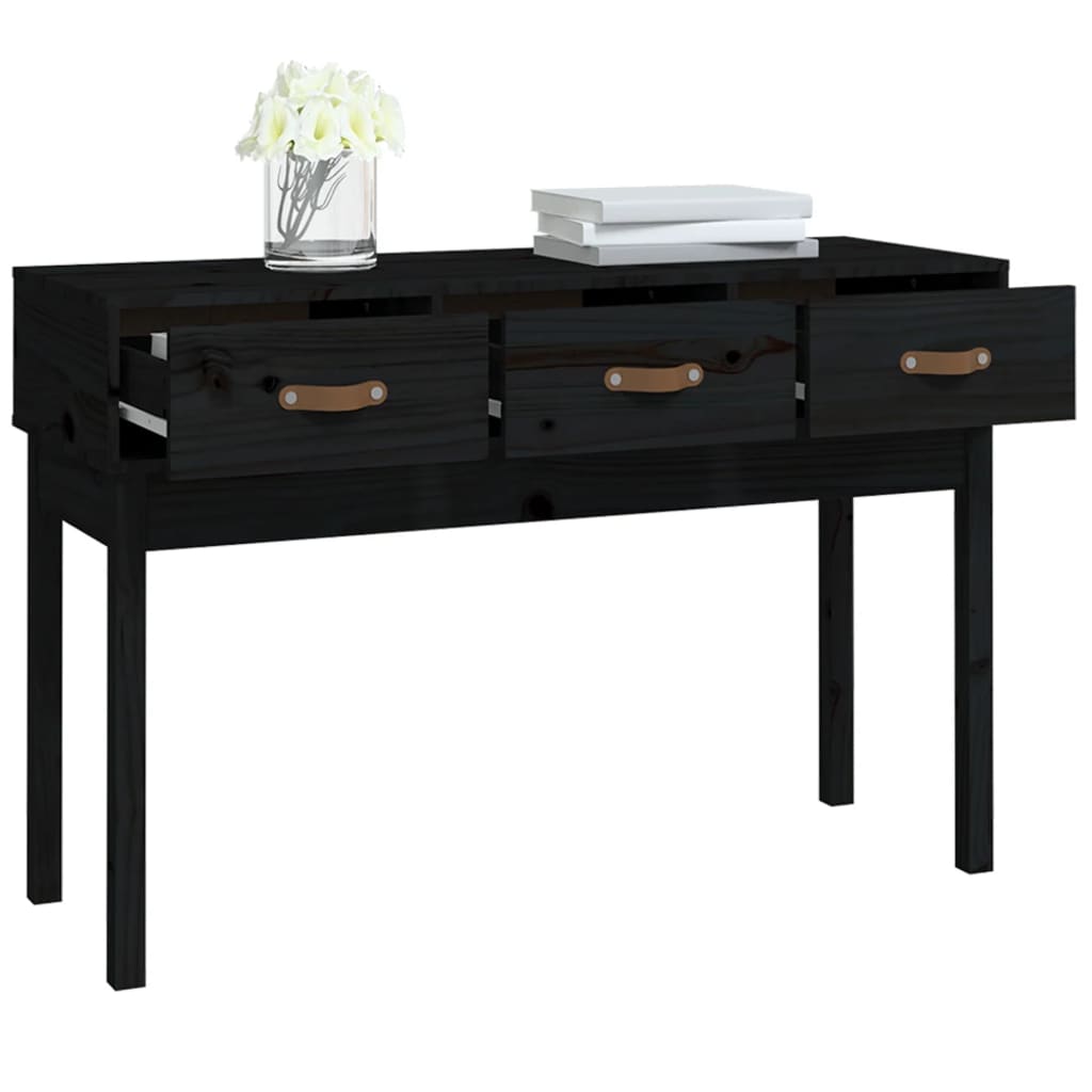 vidaXL Konsolentisch Schwarz 114x40x75 cm Massivholz Kiefer