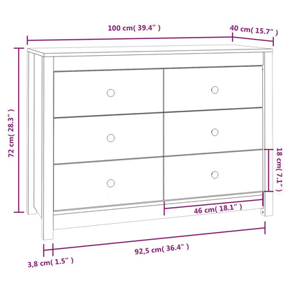 vidaXL Beistellschrank 100x40x72 cm Massivholz Kiefer