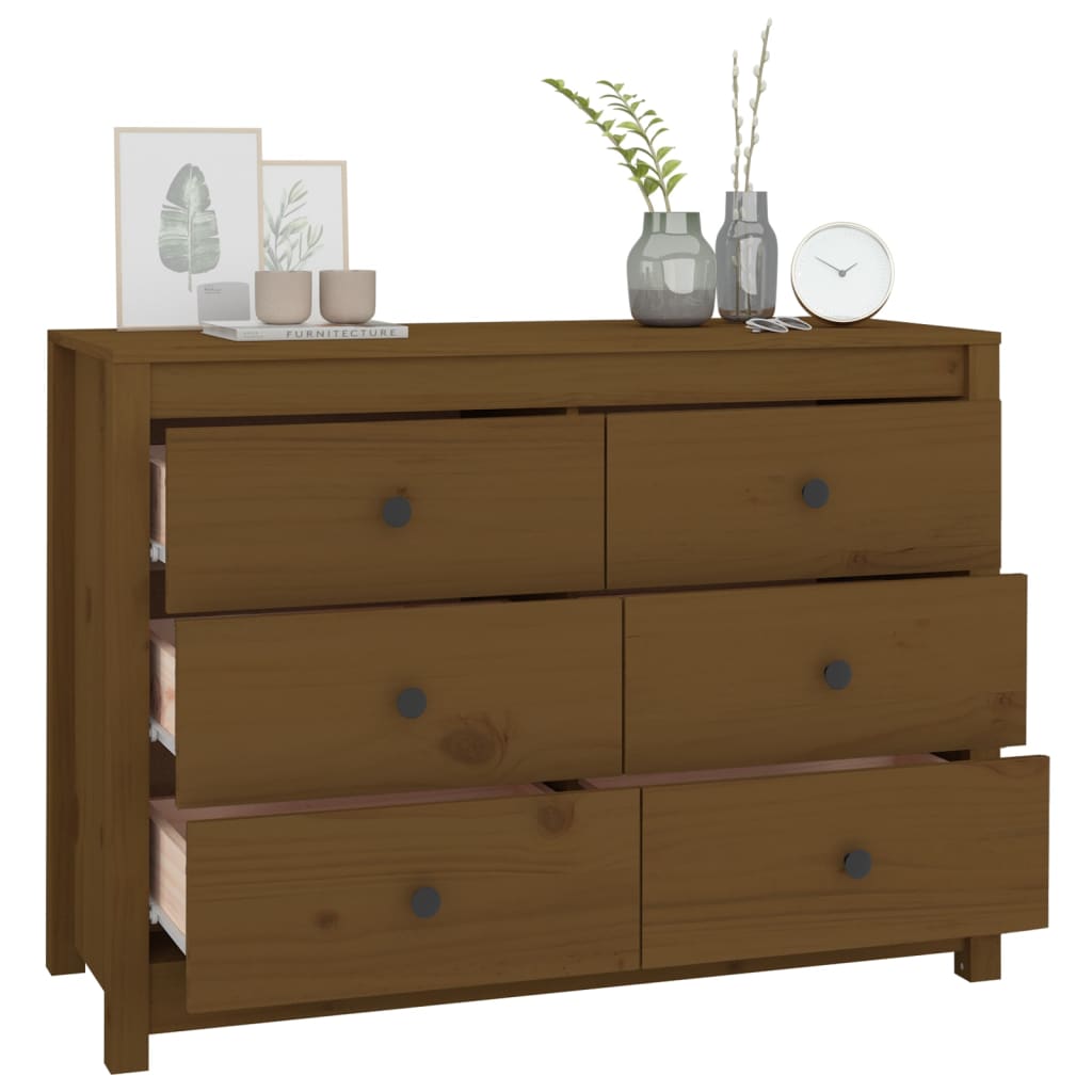 vidaXL Buffet marron miel 100x40x72 cm Bois de pin massif