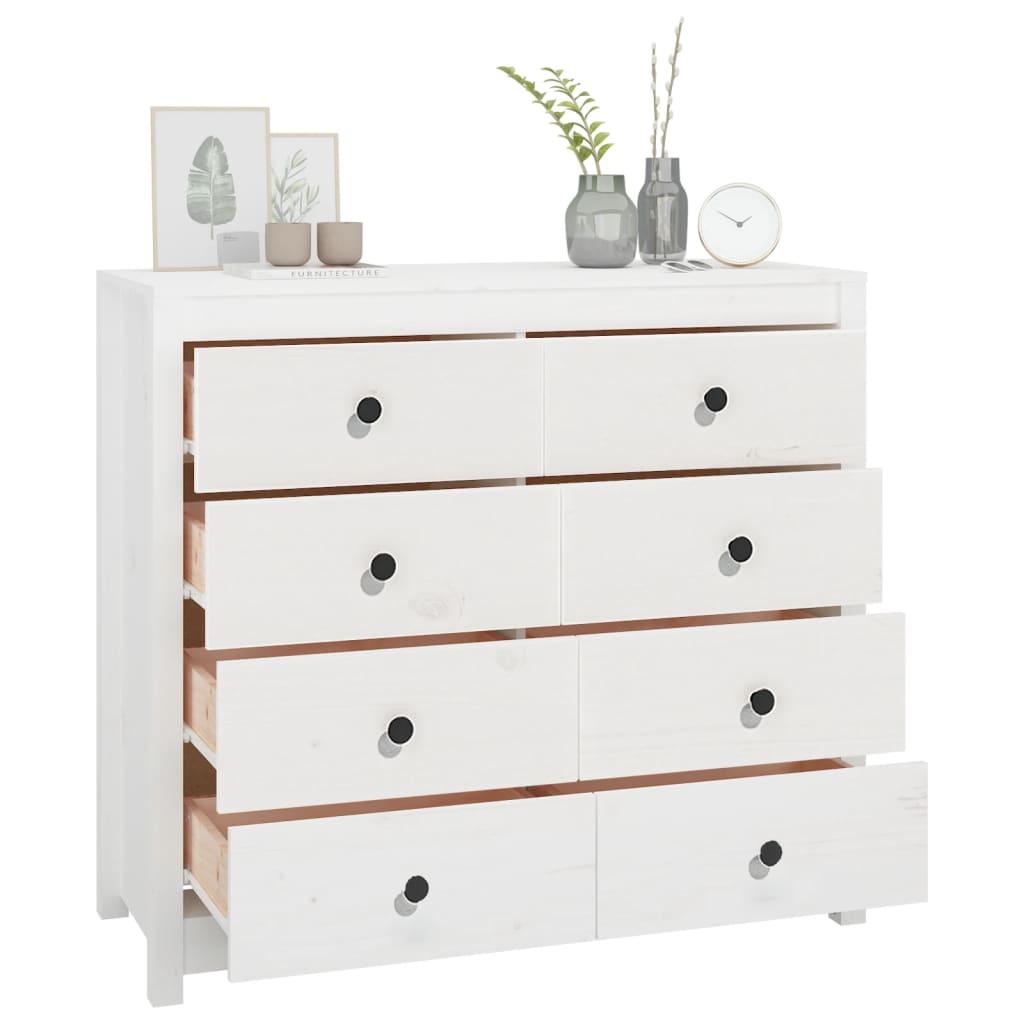 vidaXL Armoirette latérale blanc 100x40x90 cm pin massif