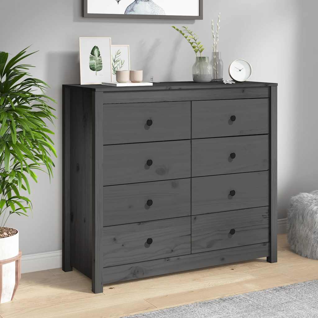 vidaXL Bahut Gris 100x40x90 cm Bois de pin massif