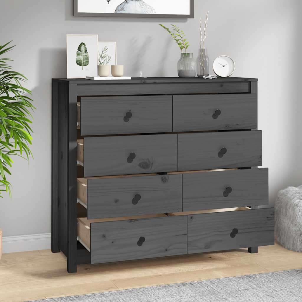 vidaXL Bahut Gris 100x40x90 cm Bois de pin massif
