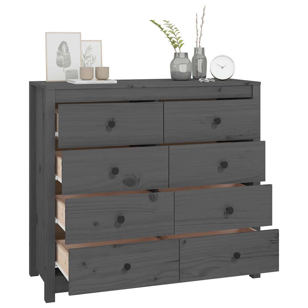 vidaXL Bahut Gris 100x40x90 cm Bois de pin massif